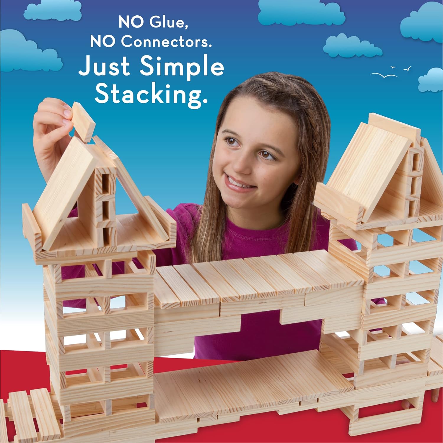 KEVA Structures 200 Wood Building Planks Set - Building Toy Includes 200 Wooden Blocks and Idea Book - Ages 5 and Up - Image 3