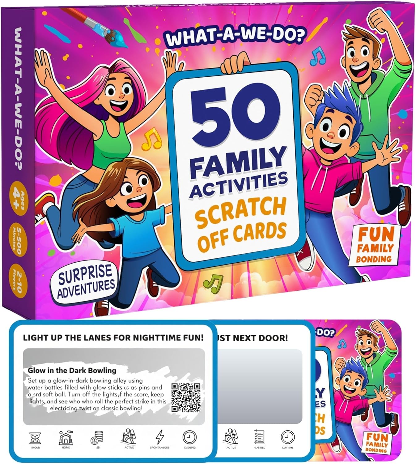 50 Family Activities - Adventure Scratch Off Cards for Family Nights - Fun Conversation Cards - Gift for Families - Game Night Gift Basket Idea for Kids and Adults - Unique for Christmas and Birthdays