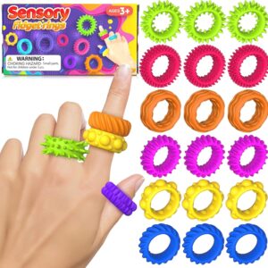 Fidget Toys Sensory Rings for Kids: Quiet Textured Ring 18 Pack – Sensory Toys for Kids with Autism – Calming Corner Bulk Fidgets for Classroom Prize – Party Favors Goodie Bag Fillers