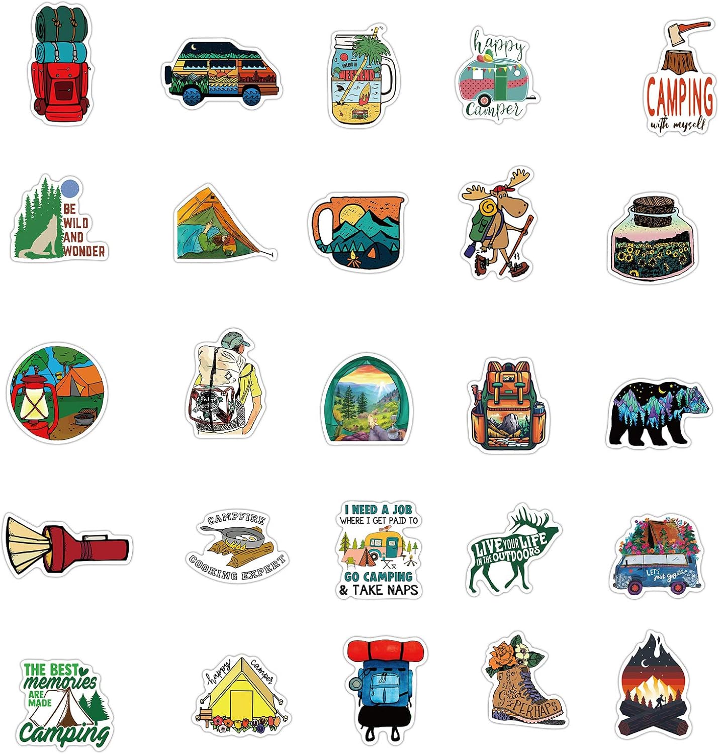 Outdoor Hiking Adventure Camping Water Bottle Stickers,50Pcs Kids Aesthetic Vinyl Waterproof Decorative Sticker,Luggage Motorcycle Wilderness Nature Decals for Camper Boys Adults Teens Girls - Image 7