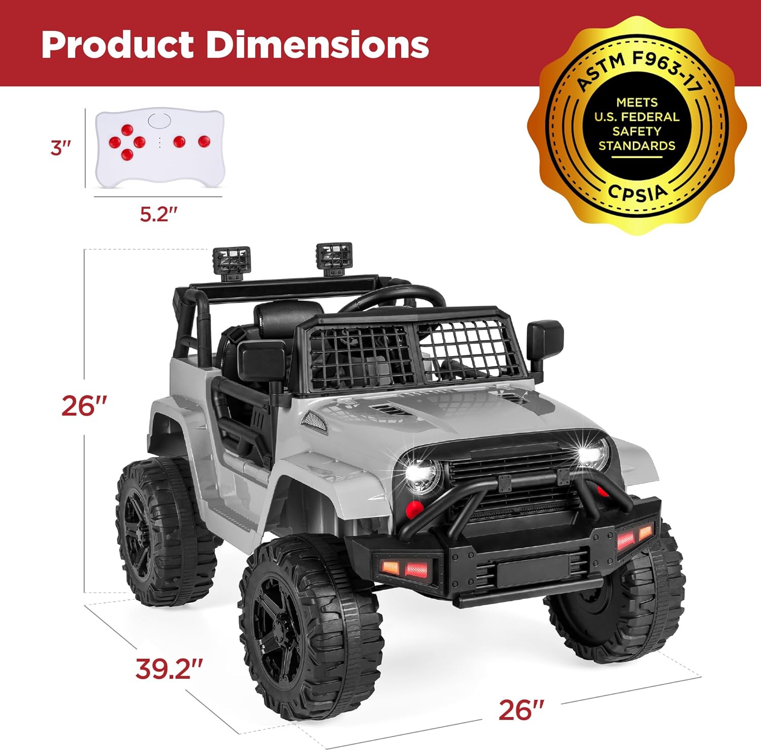 Best Choice Products 12V Kids Electric Vehicle Toy Ride On Car with Parent Remote Control for Toddlers, Seat Harness, 61 lbs Weight Capacity, Locking Doors, Spring Suspension, Bluetooth - Gray - Image 7