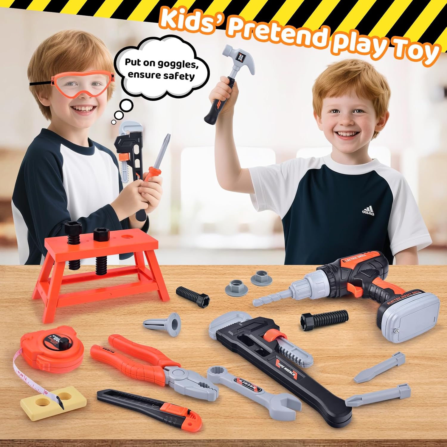 Kids Tool Set Toddlers Tool Kit Kid Toddler Tools Belt 3 4 5 Year Old Construction Tools Toys for Boys Birthday Gifts Age 3 4 5 - Image 4