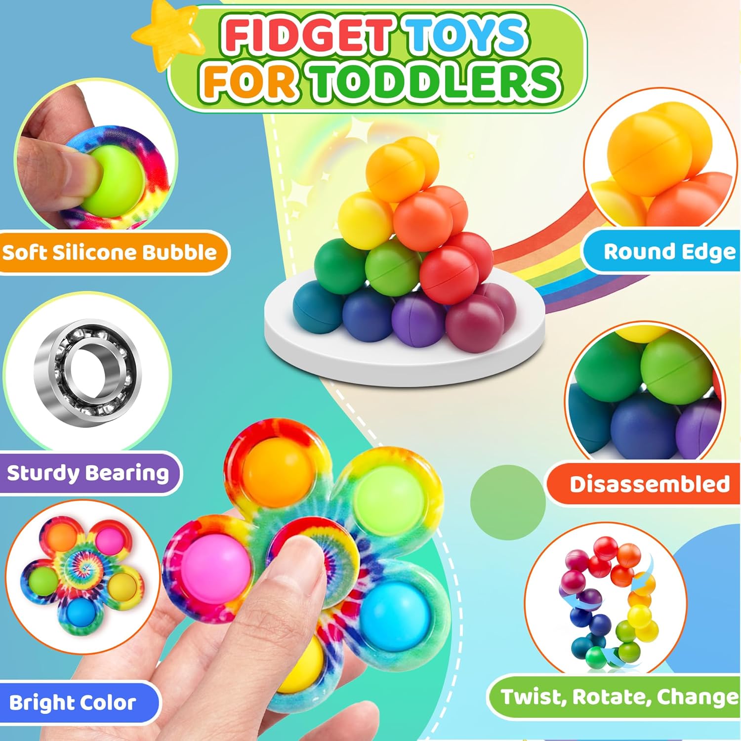 6Pack Sensory Autism Toys for Tollder Kids, Airplane Travel Road Trip Restaurant Toy for Age 3-5 5-7 Fidget Classroom Must Have Treasure Prize Autistic ADHD Easter Basket Stuffers Gifts - Image 4