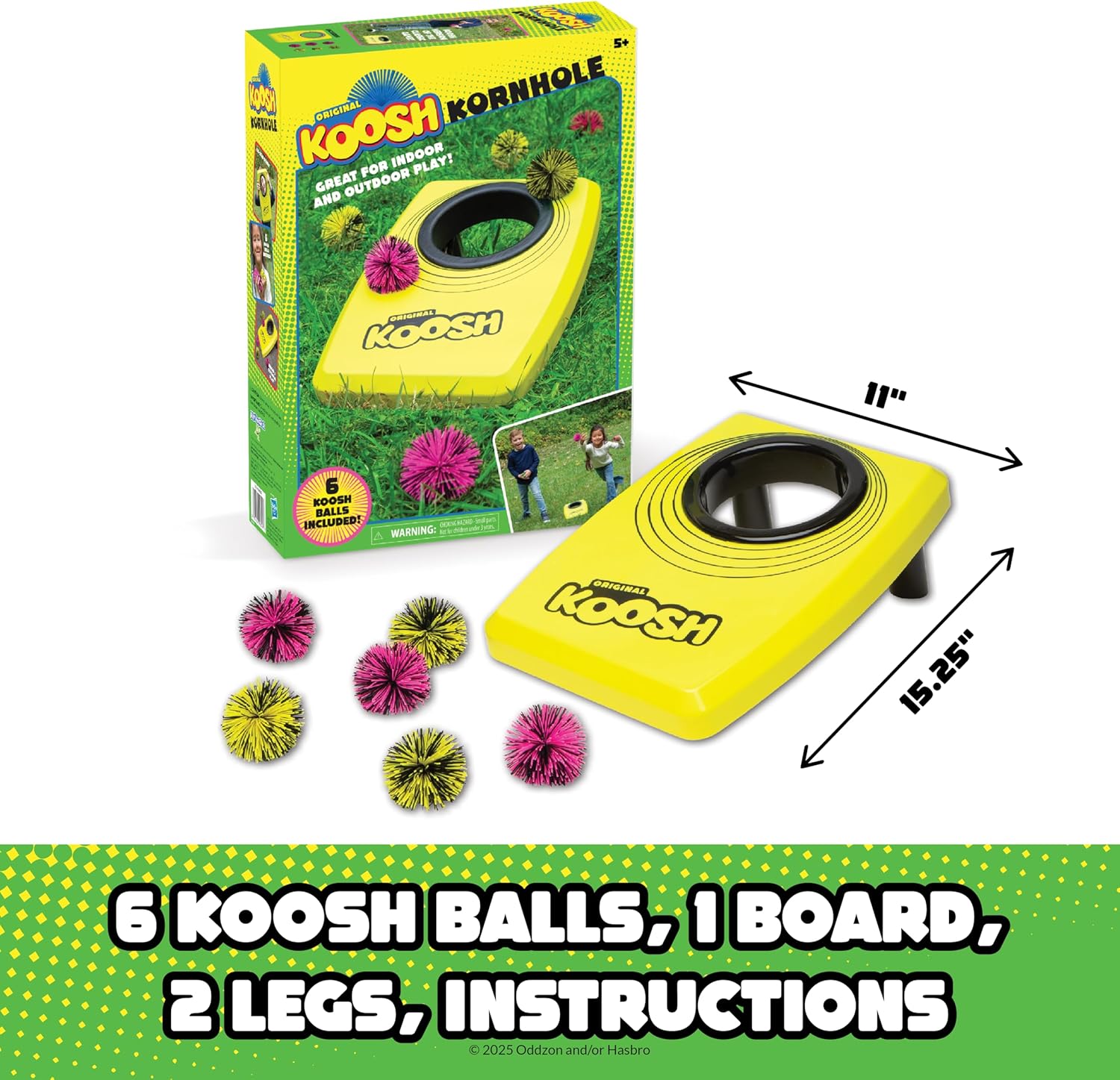 Koosh Kornhole, Cornhole Set for Kids - Outdoor Toys for Boys and Girls, Perfect for Beginners, Preschool Toys, Easy Storage, 1 Kornhole Board, 6 Koosh Balls Included, Ages 5+ - Image 2