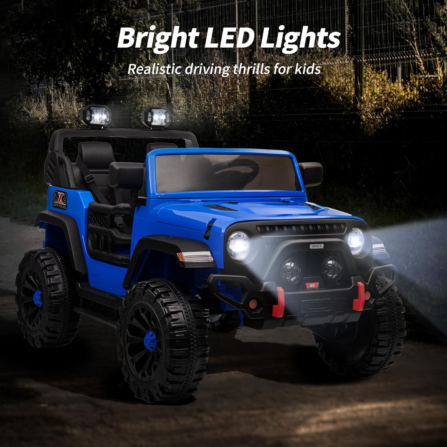 Hikiddo 2 Seater Ride on Car Truck, 12V Kids Electric Ride on Toy for Big Kids Age 3-8 w/Remote Control- Blue - Image 5