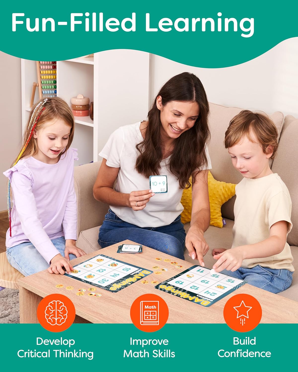THE BAMBINO TREE Addition and Subtraction Facts Bingo Game - 1st 2nd & 3rd Grade Educational Math Learning for Classroom & Homeschool - Image 2