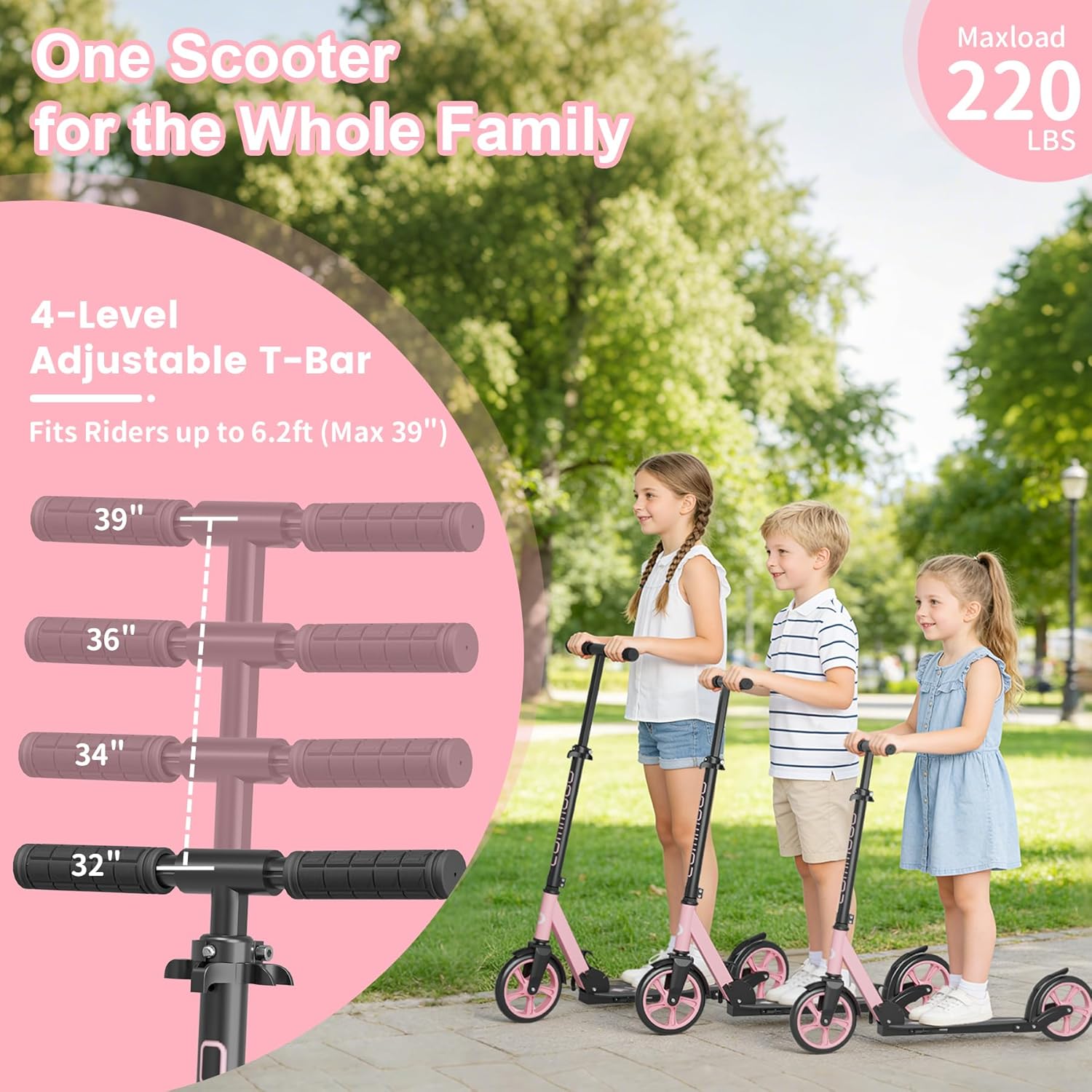 Kick Scooter for Kids 5-12, Teens, Adults, CPSC Certified Foldable Lightweight Sport Scooter with 8 Inch Wheels, Max Load 240 LBS, Gift for Childs - Image 2