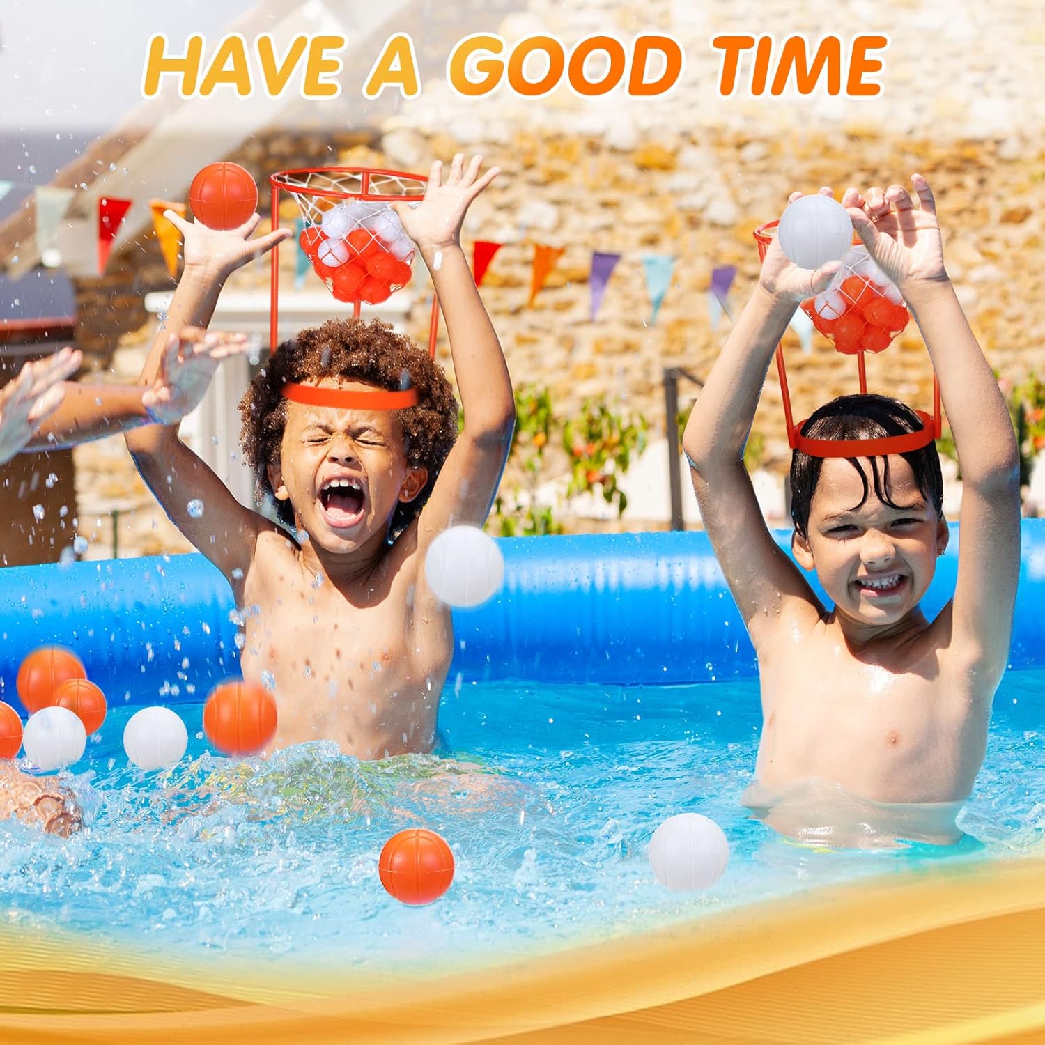 Head Hoop Basketball Party Game Set for Kid Adult Carnival Game Portable Adjustable Basket Net Headband with Balls for Birthday Carnival Office Indoor Outdoor Activity Fun Gift Back to School - Image 5