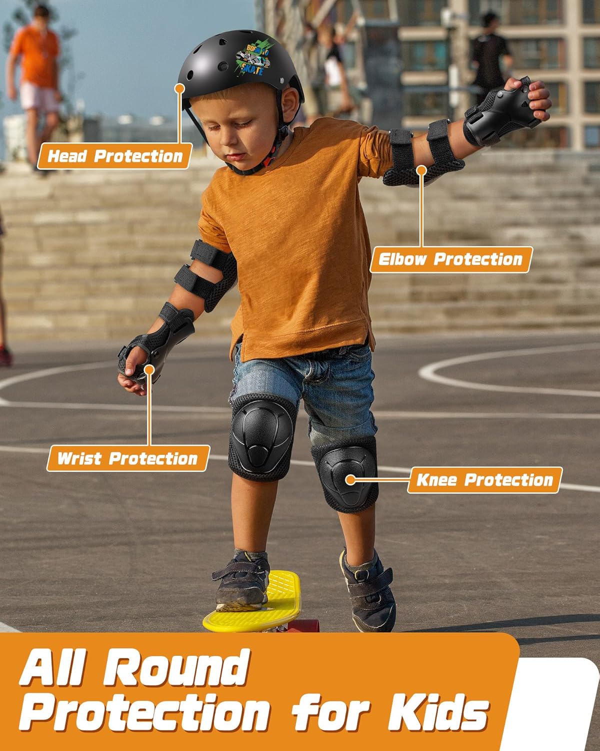 Kids Bike Helmet Set, Adjustable Helmet for Ages 2-3-5-8-14 Year Boys Girls, Toddler Pad Set with Knee and Elbow Pads for Bike, Roller, Skating, Scooter, Longboard and More Sports, 6 Color - Image 5