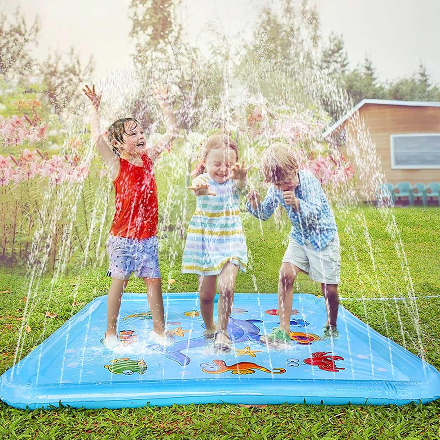 Growsland Splash Pad for Toddlers, Outdoor Sprinkler for Kids, 67" Summer Water Toys Inflatable Wading Baby Pool Fun Gifts for 3 4 5 6 7 8 9 Years Old Boy Girl Backyard Garden Lawn Outdoor Games - Image 8
