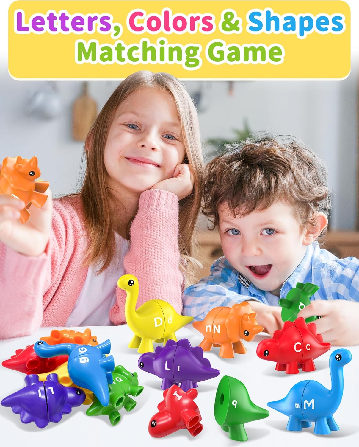 Walenty 26PCS Dinosaur Alphabet Learning Toys for Toddlers Kids 3-5, Montessori Educational Toys Gifts for 3 4 5 Year Old Boy Girl, Preschool Learning Activities, Double Sided ABC Matching Game - Image 2
