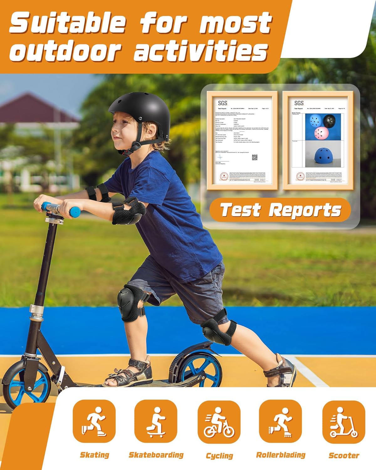 Kids Bike Helmet Set, Adjustable Helmet for Ages 2-3-5-8-14 Year Boys Girls, Toddler Pad Set with Knee and Elbow Pads for Bike, Roller, Skating, Scooter, Longboard and More Sports, 6 Color - Image 7