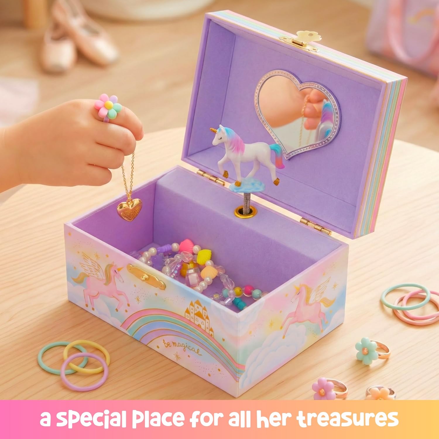 Giggle & Honey® Musical Unicorn Jewelry Box for Girls | Music Boxes for Little Girls | Toddler Jewelry Box for 4 Year Old Kids | Toys for Toddlers | Birthday Gifts for Kids 5, 6, 7, 8, 9 Years - Image 7