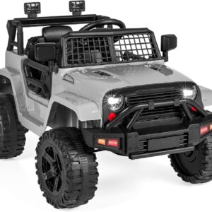 Best Choice Products 12V Kids Electric Vehicle Toy Ride On Car with Parent Remote Control for Toddlers, Seat Harness, 61 lbs Weight Capacity, Locking Doors, Spring Suspension, Bluetooth – Gray