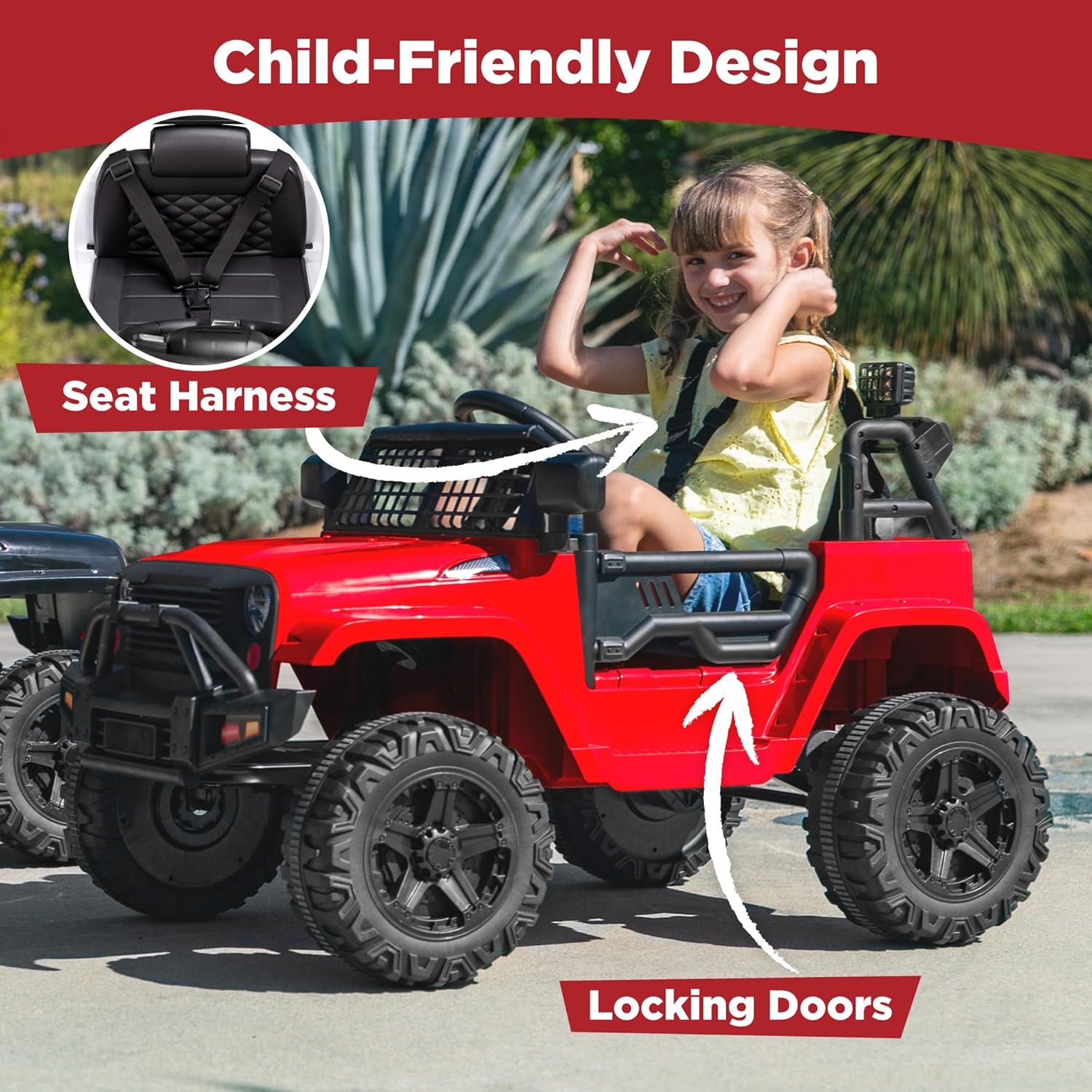 Best Choice Products 12V Kids Electric Vehicle Toy Ride On Car with Parent Remote Control for Toddlers, Seat Harness, 61 lbs Weight Capacity, Locking Doors, Spring Suspension, Bluetooth - Red - Image 5