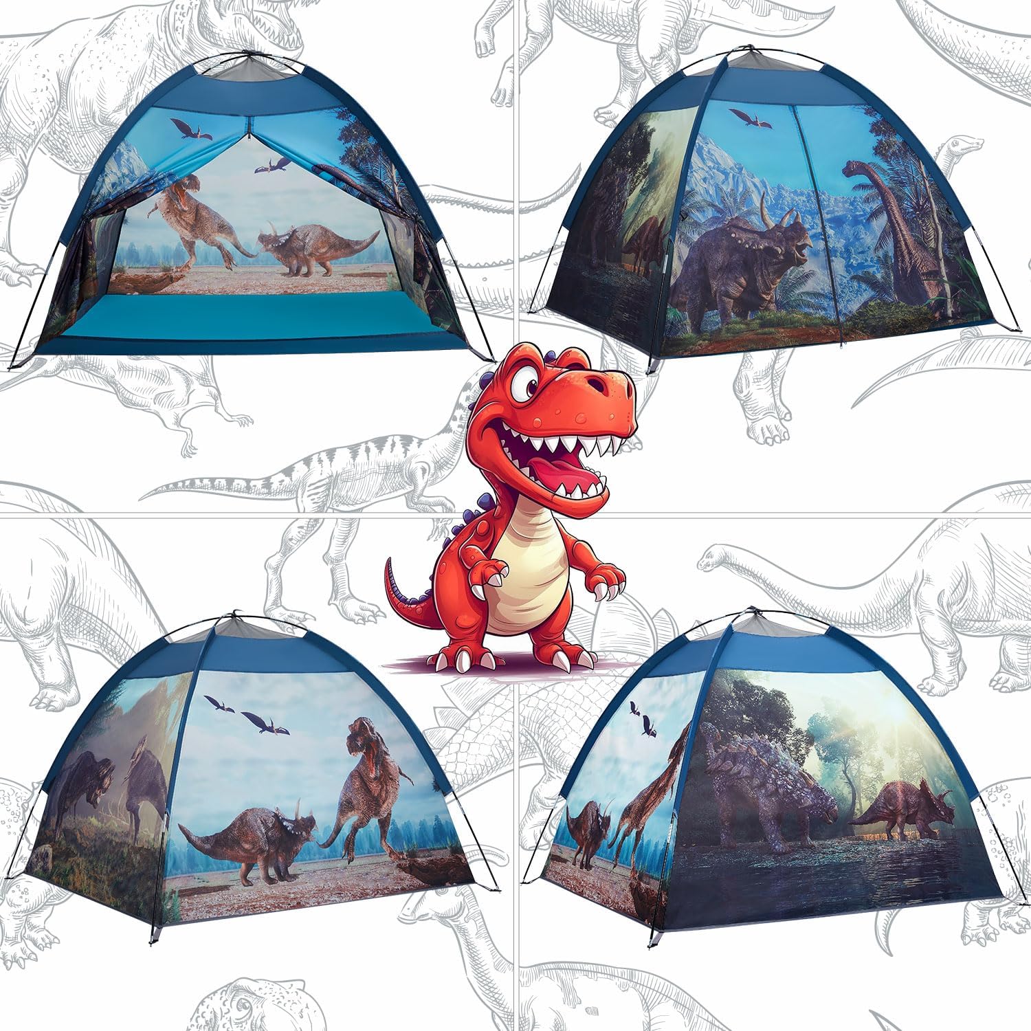 Mnagant Dinosaur Kids Play Tent-61”x61”x45”Realistic Dinosaur Kids Tent Indoor & Outdoor, Pop Up Play House for Kid, Boys & Girls Age 3-12 - Image 2