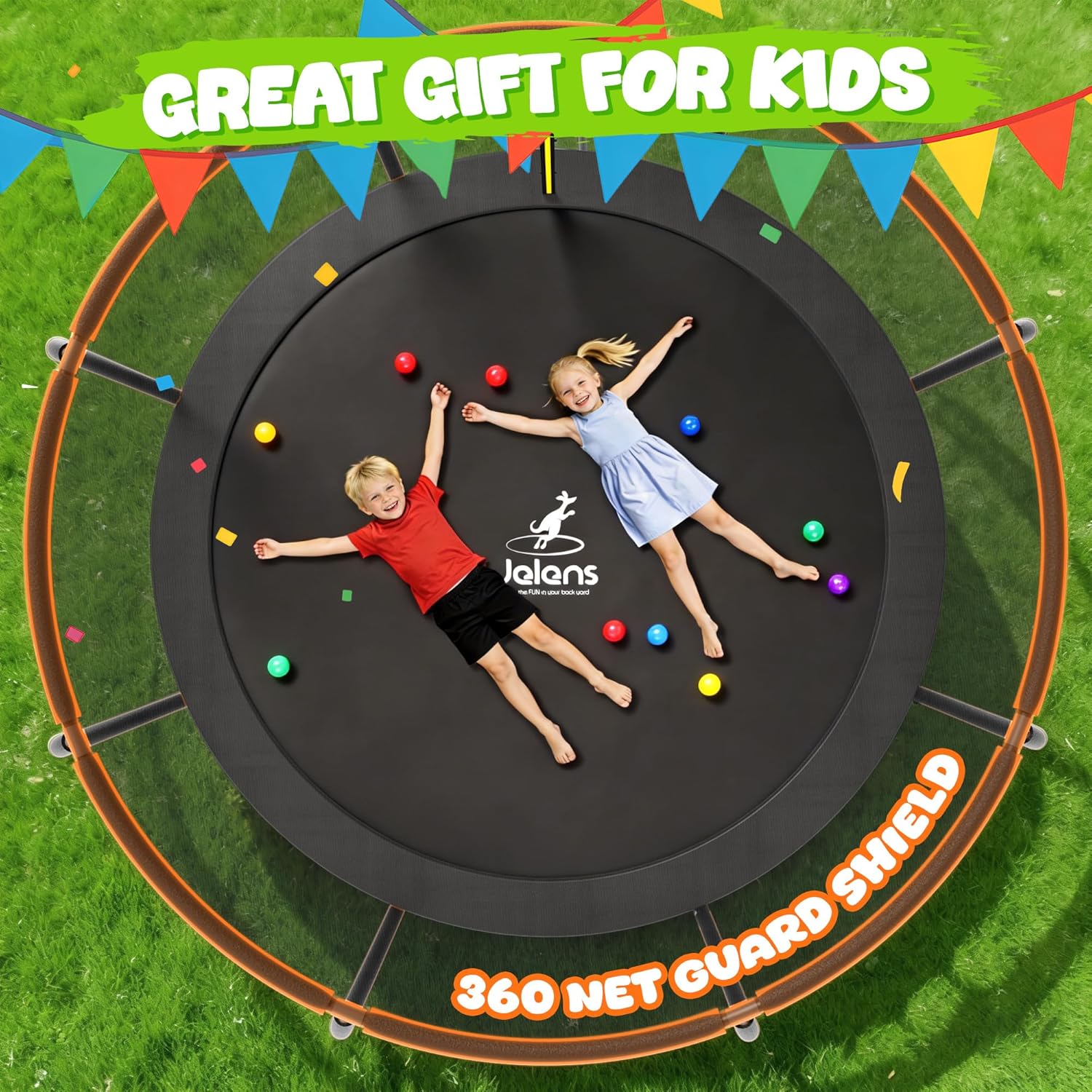 JELENS Trampoline 8FT 10FT 12FT 14FT 15FT 16FT, Recreational Trampolines with Enclosure Net, Outdoor Anti-Rust Trampolines for Kids and Adults, ASTM Approved - Image 4