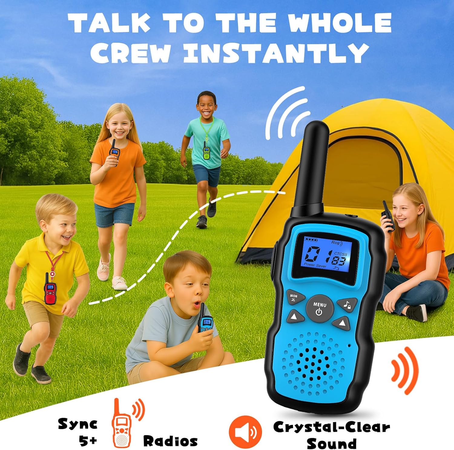 Wishouse Walkie Talkies for Kids 4 Pack,Family Walky Talky Adults Children Radio Long Range,Outdoor Camping Fun Toys Birthday Present Xmas Gifts for 4 5 6 7 8 Year Old Girls Boys No Battery No Charger - Image 5