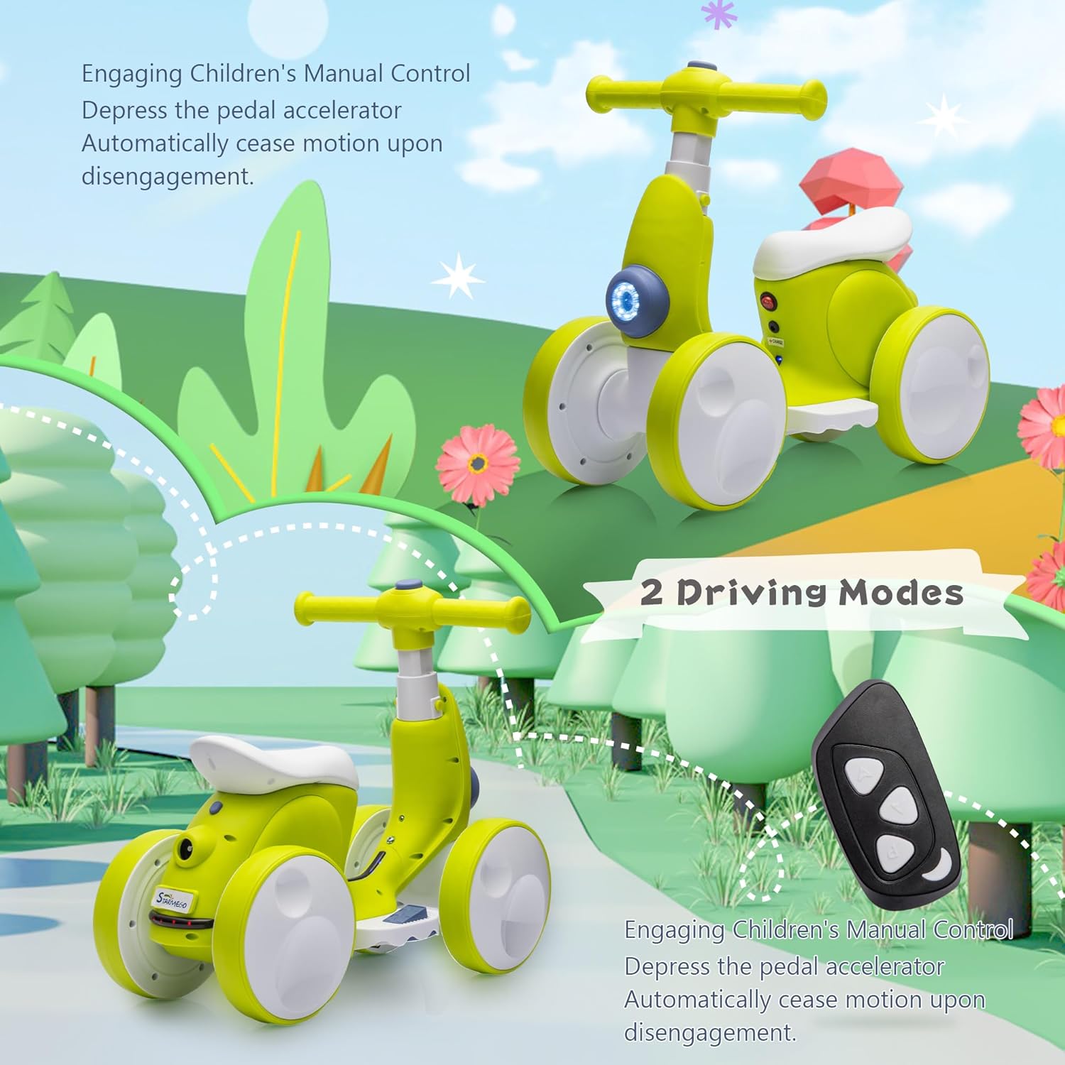 JoyRydz 6V Electric Baby Balance Bike with Bubble Machine,4 in 1 Toddler Balance Bike w/Remote Control for 1 Year Old Boys Girls Kids Bubble Bike Ride on Toys w/Powered Motor,Music,LED Lights (Cyan) - Image 3