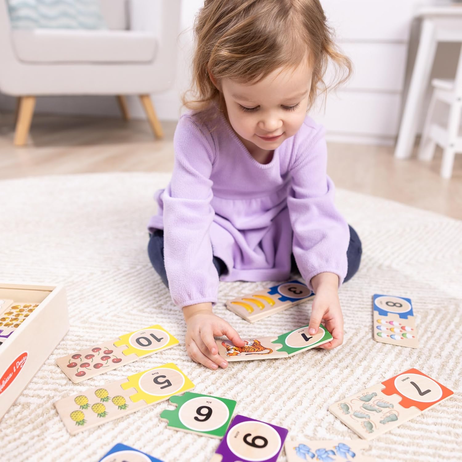 Melissa & Doug Self-Correcting Wooden Number Puzzles with Storage Box (40 pcs) - Image 6