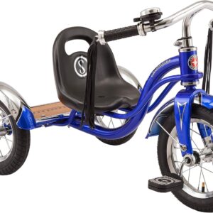 Schwinn Roadster Tricycle, 12 Inch Front Wheel Bike for Kids Ages 2-4, Low Center of Gravity, Retro Steel Frame, Adjustable Seat Grows with your Child, Rear Deck, Tricycle for Toddlers