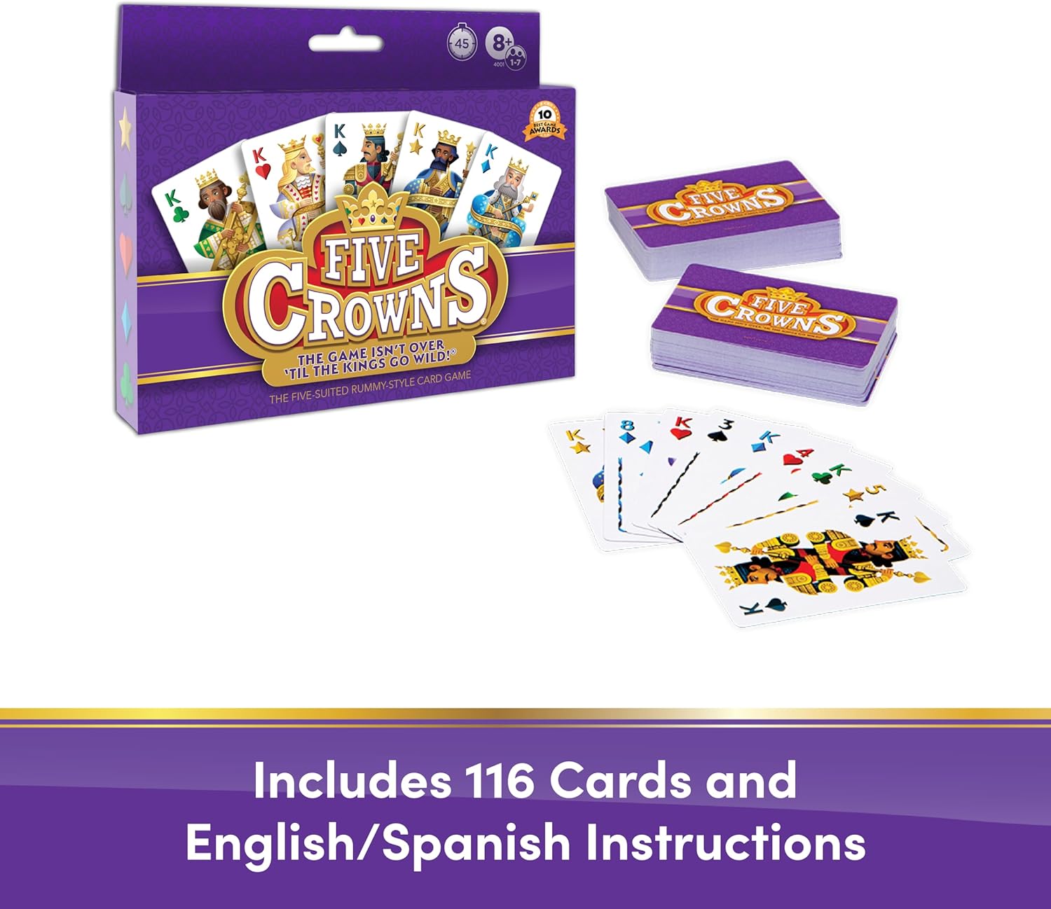 Five Crowns – Card Game for Kids and Adults, Travel and Family Game Night Favorite, The Game isn’t Over Until the Kings Go Wild, 5 Suited Rummy Style Card Game, 1-7 Players, Ages 8+ - Image 6