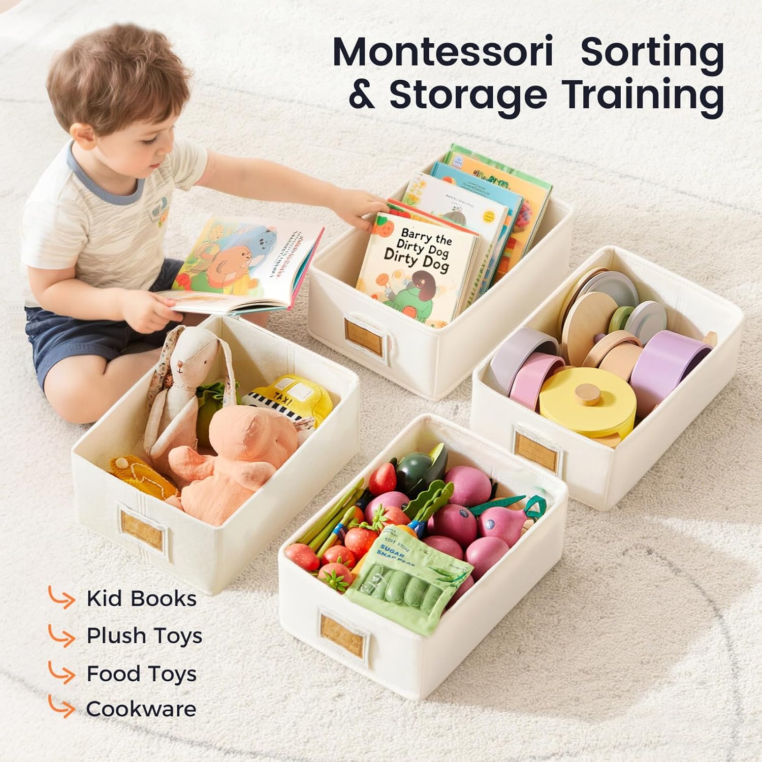 Tiny Land Wooden Play Kitchen for Kids – Enhanced Storage with Cabinets & Bins, Modern Toddler Kitchen Playset with Stove, Sink & Accessories - Image 9
