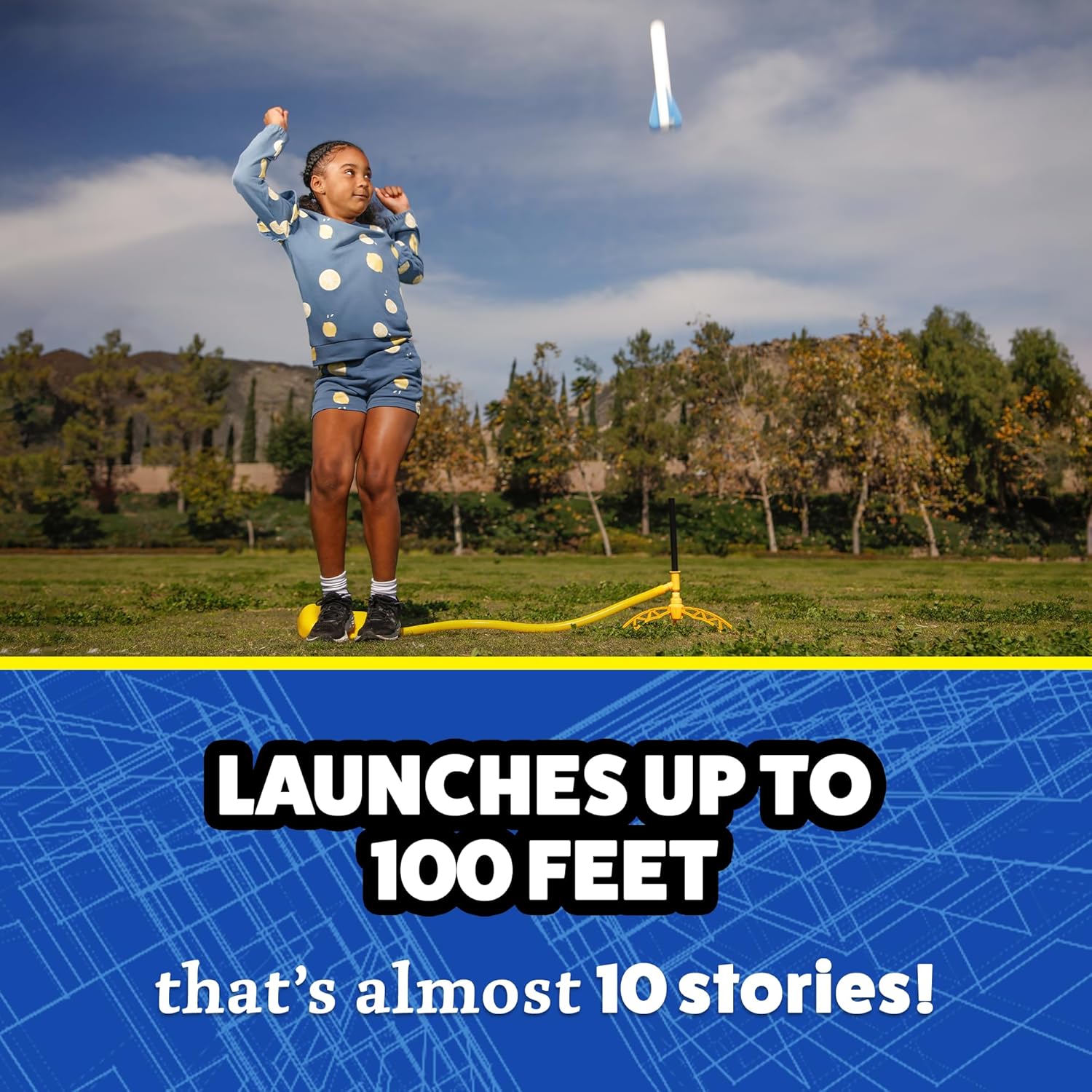 Stomp Rocket Jr Glow Rocket Launcher for Kids - 4 Glow-in-The-Dark Rockets - Outdoor Fun Toy Gift for Boys & Girls - STEM Soft Foam Blaster Set Soars Up to 100 Feet - Ages 3 & Up - Image 4