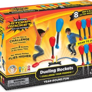 Stomp Rocket Original Dueling Rocket Launcher for Kids, 8 Rockets – Fun Backyard & Outdoor Kids Toys Gifts for Boys & Girls -Toy Foam Blaster Set Soars 200ft – Multi-Player Launcher Stand
