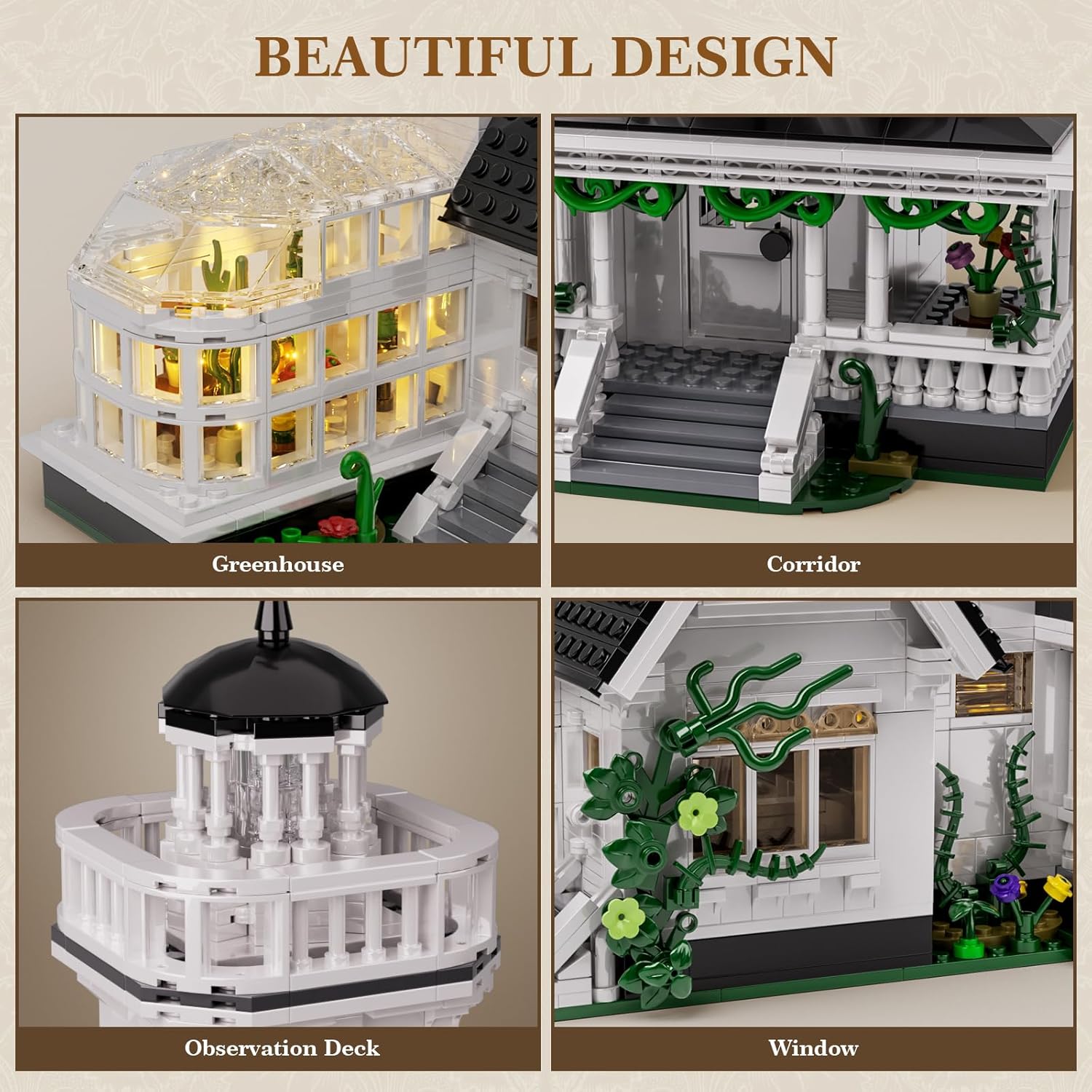 Magic House Building Set with LED Light, Owens House Blocks Toy, Creator Architecture Model Building Kit, Compatible with Lego Horror House, Home Office Decor Gift for Adults (1877PCS) - Image 5