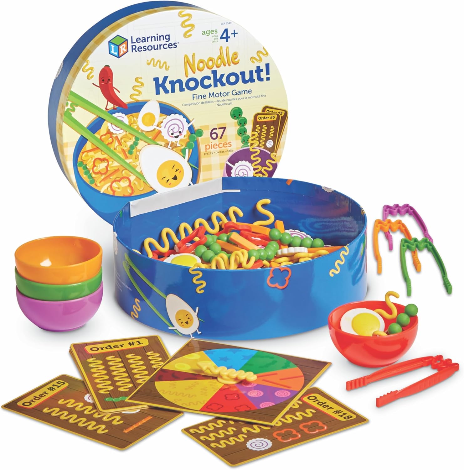 Learning Resources Noodle Knockout Fine Motor Game - Games for Kids Ages 4-8, Toddler Board Game, Educational Matching Kids Games, Preschool and Kindergarten Classroom Game, Gifts for Toddlers