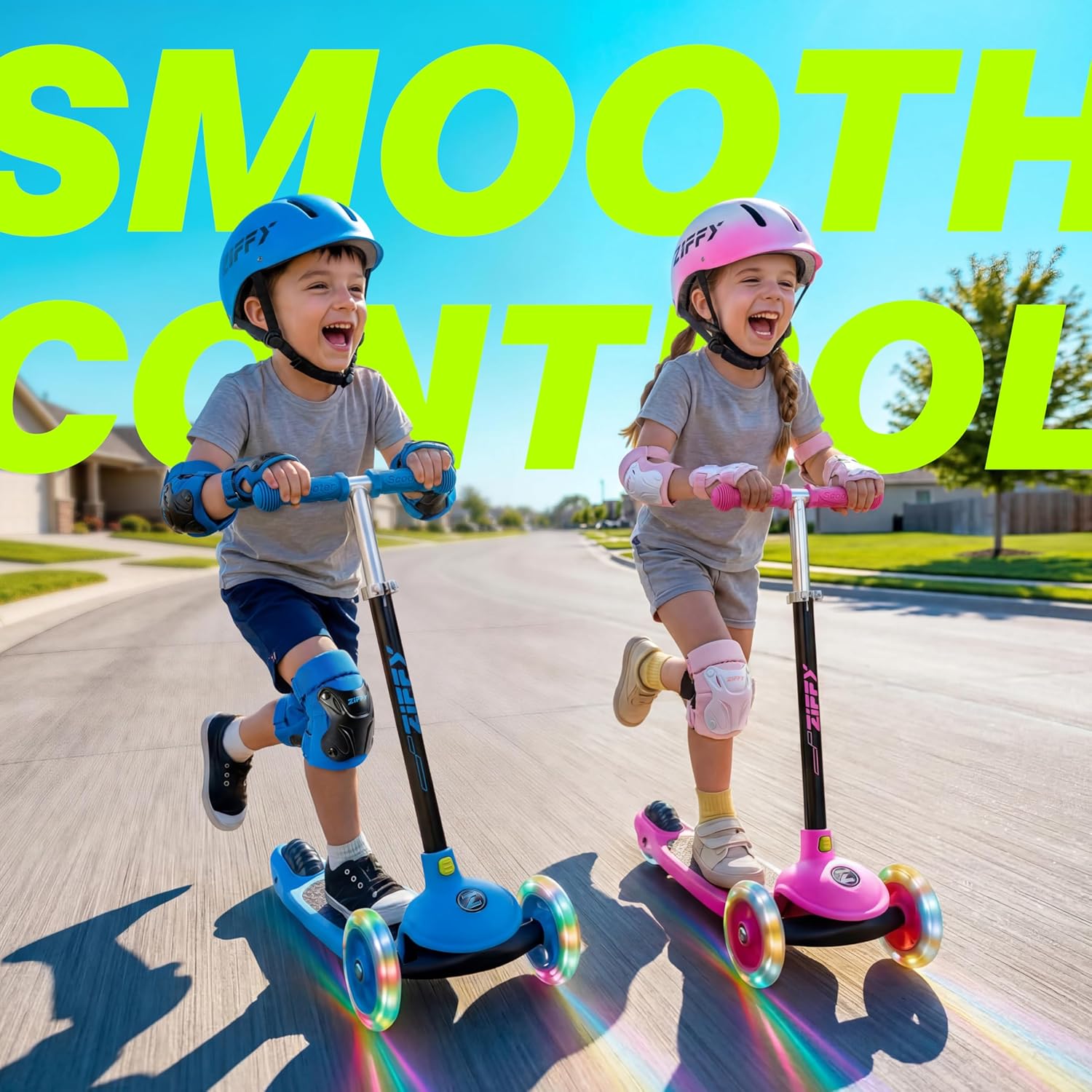 JOVA ZIFFY Multicolor 3 Wheel Scooter for Kids 3-5, Toddler Kick Scooters with LED Light-Up Wheels for Boys and Girls, 5 Adjustable Height and Lean-to-Steer Design, Support up to 110 lbs - Image 7