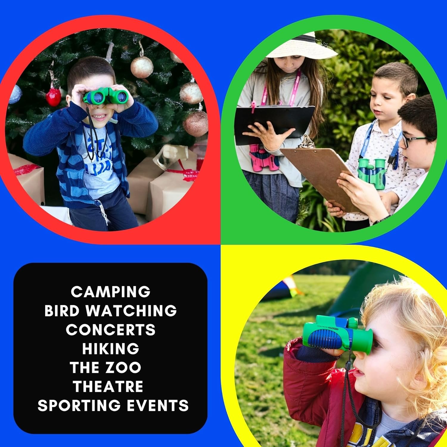 Kids Binoculars 8x21 Shockproof Ages 3–12 with Case, Neck Strap, Compass & Carabiner | High Resolution Optics for Birdwatching, Camping & Hiking - Image 4