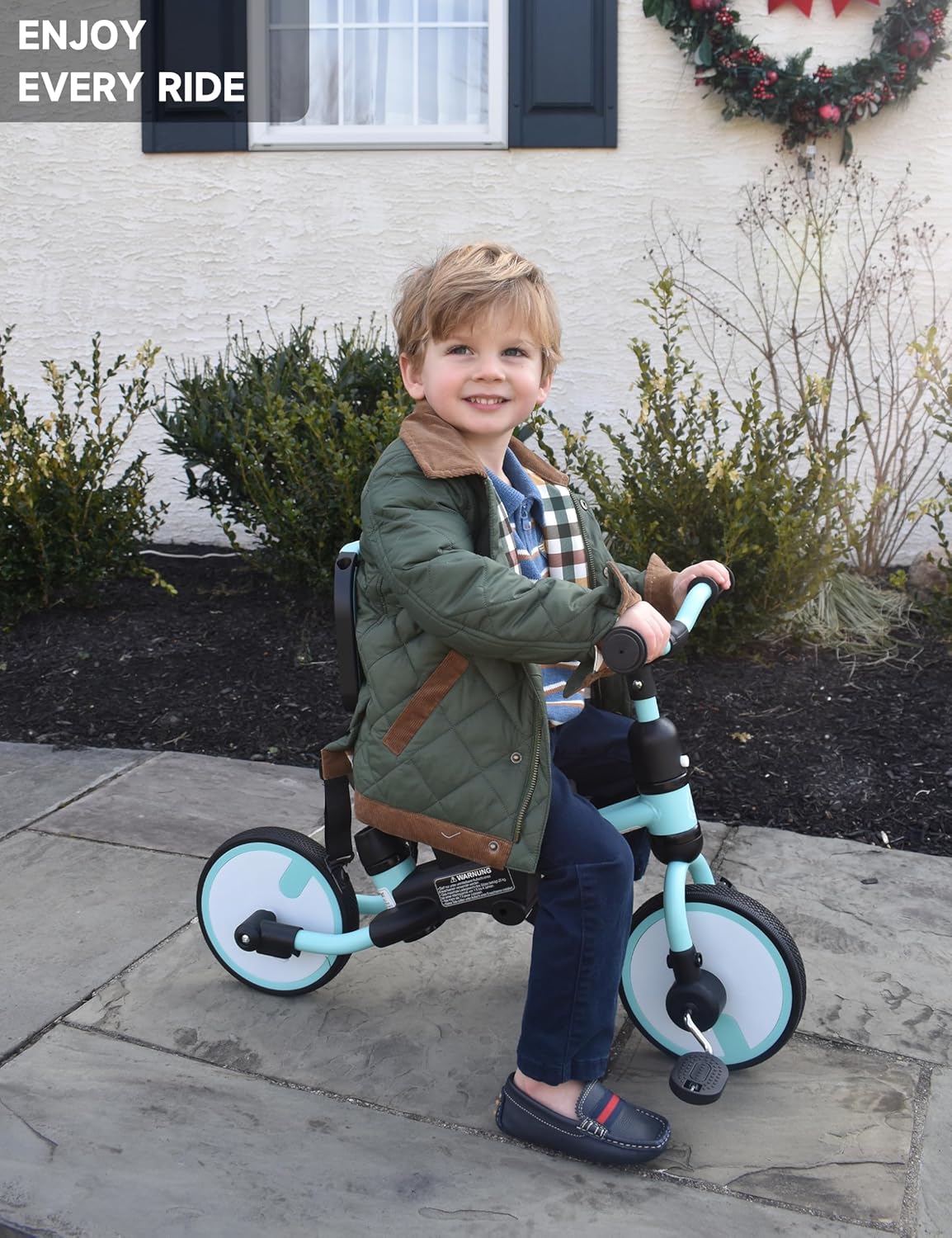 besrey 5-in-1 Toddler Tricycle with Push Handle, Grow with Me Kids Trike for 1-3 Years, Balance Bike & Tricycle, Adjustable Parent Steering, Safety Seat with Backrest - Image 9