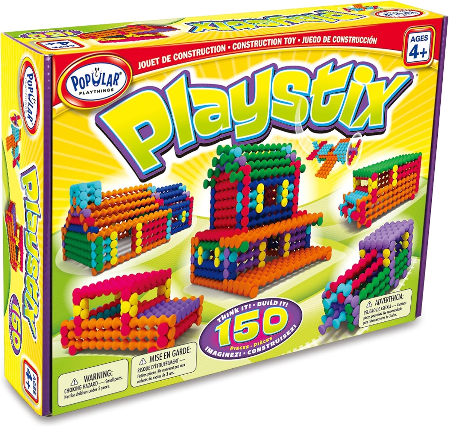 POPULAR PLAYTHINGS Playstix Construction Toy Set with Building Sticks for STEM and Classroom Use, for Kids Ages 4 and Up - 150 Piece Kit - Image 4