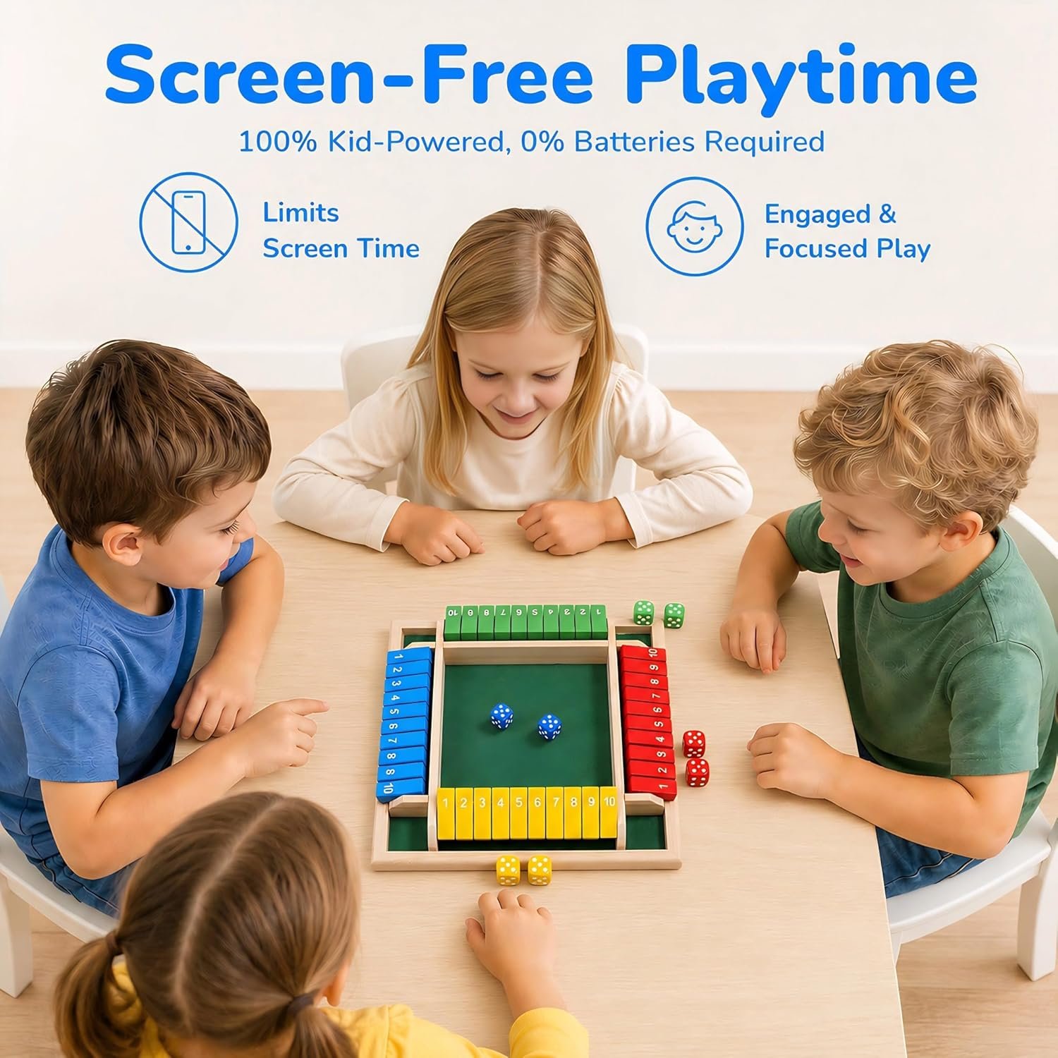 Shut The Box Game, Wooden Number Flip Board Dice Tabletop Toys for 2-4 Player, Math Educational Learning Tools for Kids and Adults, Classic Pub Family Game Night Party Activity, Camping - Image 6