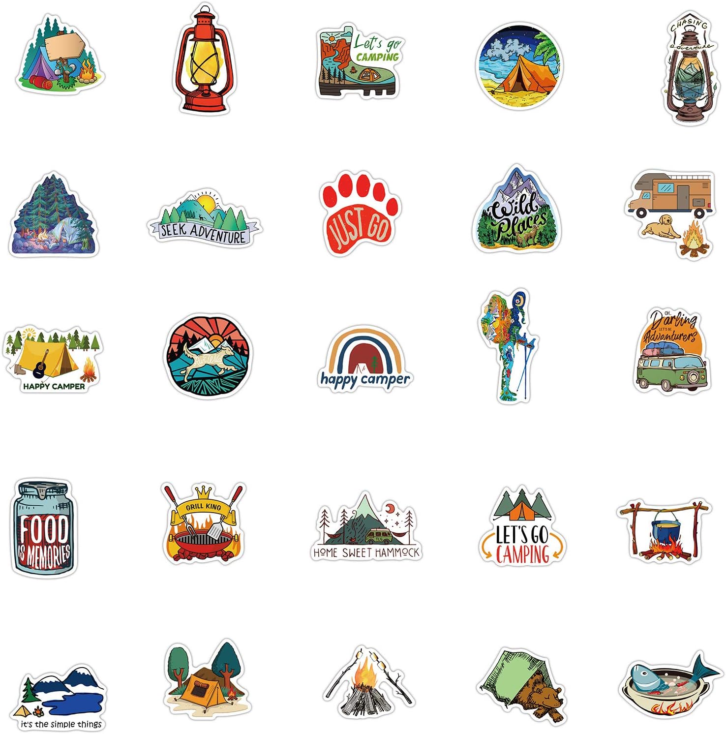 Outdoor Hiking Adventure Camping Water Bottle Stickers,50Pcs Kids Aesthetic Vinyl Waterproof Decorative Sticker,Luggage Motorcycle Wilderness Nature Decals for Camper Boys Adults Teens Girls - Image 6