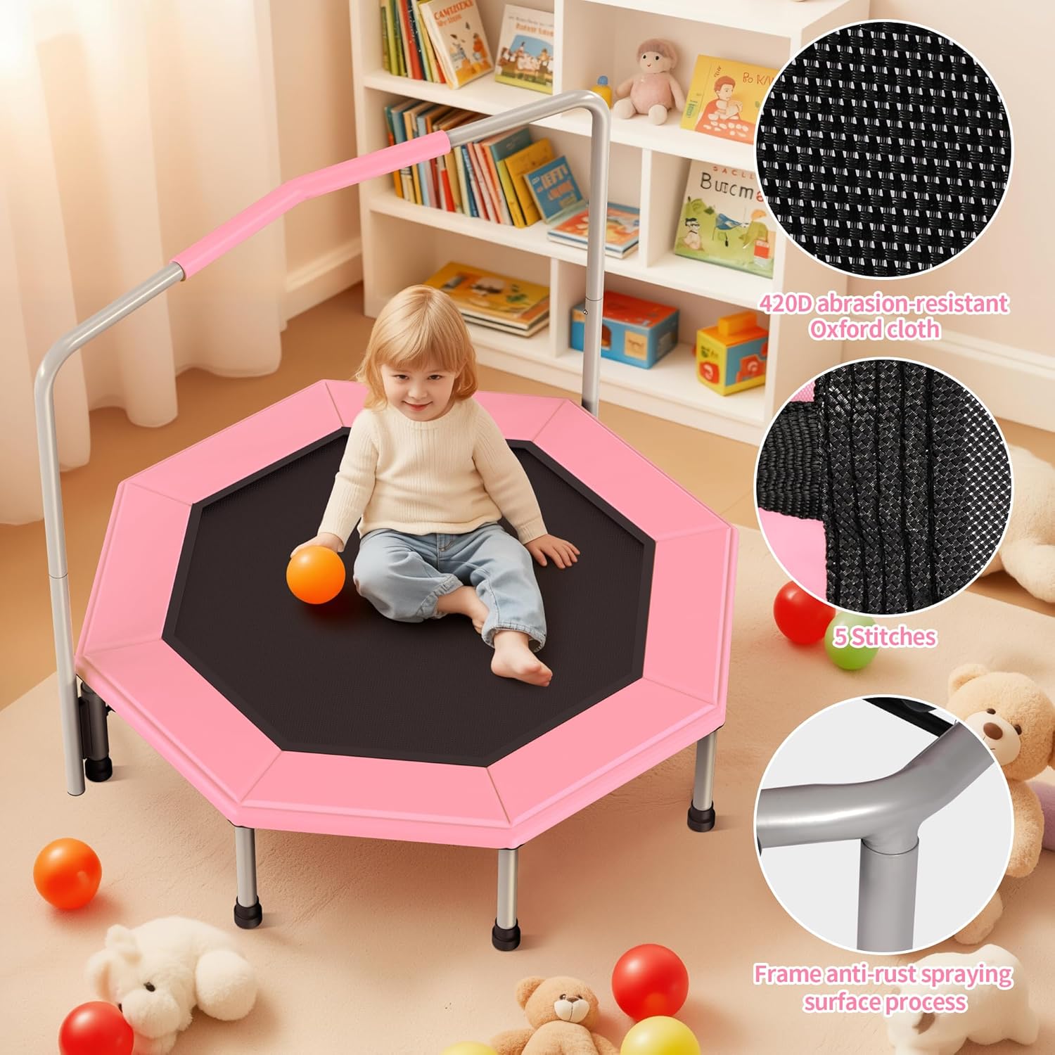36 Inch Kids Trampoline for Toddlers Ages 1-3,Mini Indoor/Outdoor Trampoline with Gap-Free Spring Design - Safe Bounce Jumping Toy - Image 4