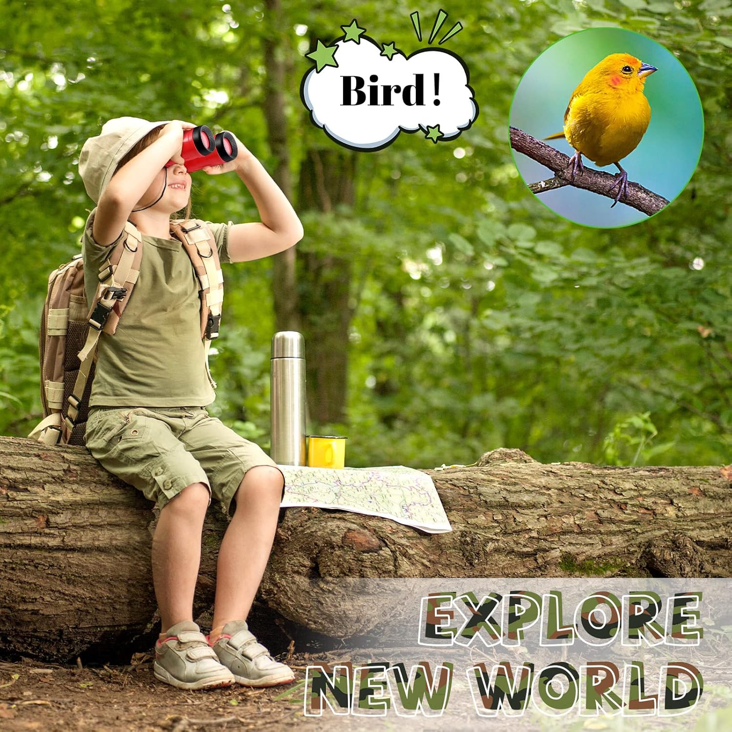 25 Pack Binoculars for Kids 6+ Years Old, with Compass and Neck String Toddler Toy Binoculars Gift Set for Camping Adventure, Party Favor, Red, Yellow, Camo, Green, Blue - Image 7
