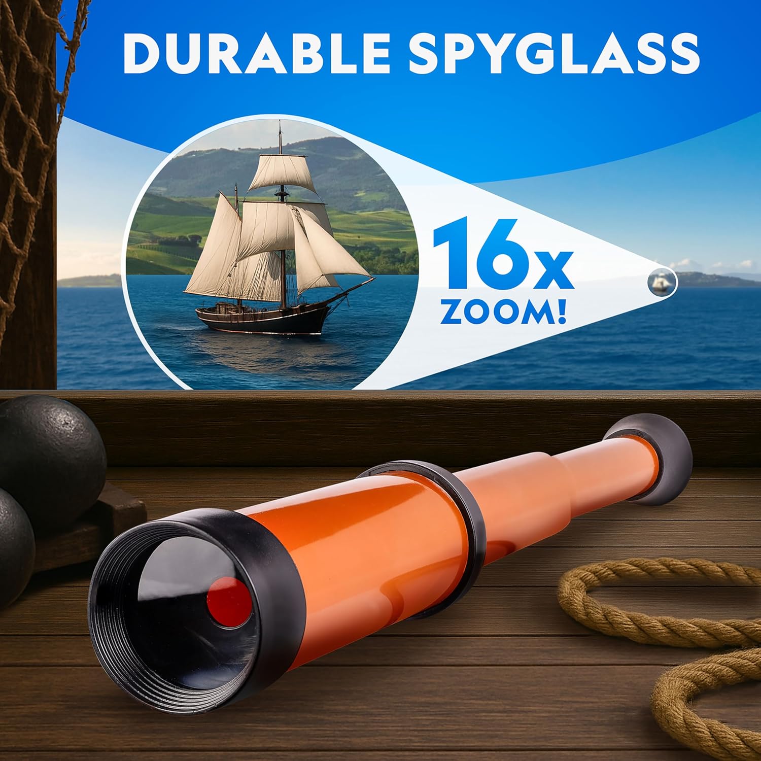 National Geographic Pirate Adventure Activity Kit – Dig for Treasure, Make a Pirate Hat & Map, Includes Spyglass, Compass, Replica Doubloon & Pyrite, STEM Toys, Telescope for Kids - Image 2