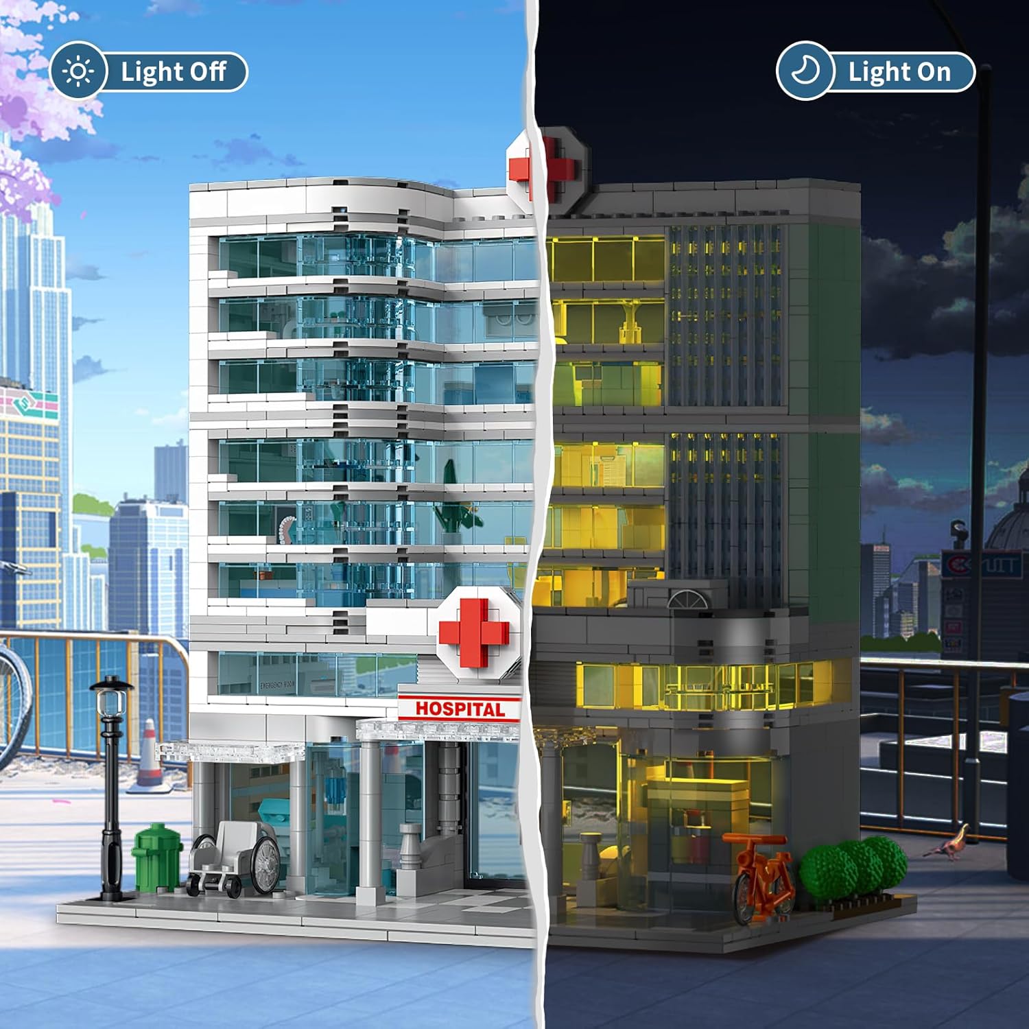 NEWABWN City Hospital Building Set Compatible with Lego, 1350 Pieces Modular 3-Story Medical Center with LED Lighting, Building Set for Adults and Kids Ages 10+, Gift for Boys and Girls - Image 5