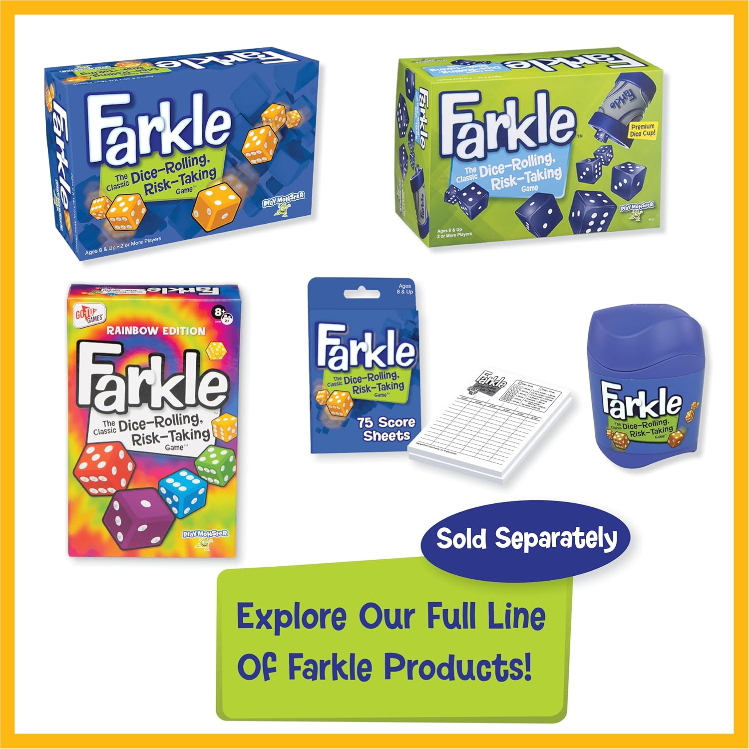 Farkle Classic Dice Game – Rainbow Kids Games, Dice Games, Family Games, Travel Games, Adult Games, Board Games, Dice Cup, Dice Set, Farkle Score Sheets Included, Ages 8+ - Image 6