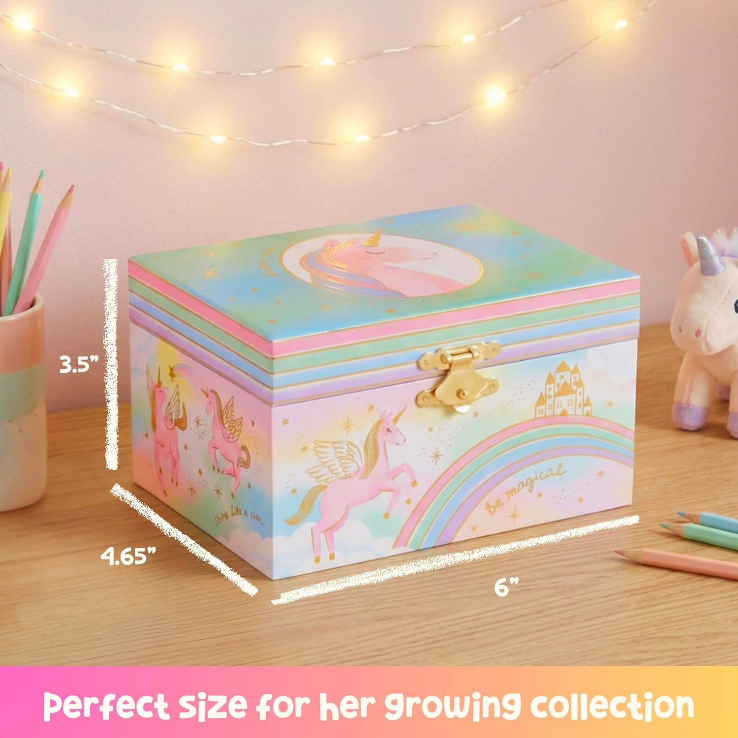 Giggle & Honey® Musical Unicorn Jewelry Box for Girls | Music Boxes for Little Girls | Toddler Jewelry Box for 4 Year Old Kids | Toys for Toddlers | Birthday Gifts for Kids 5, 6, 7, 8, 9 Years - Image 9