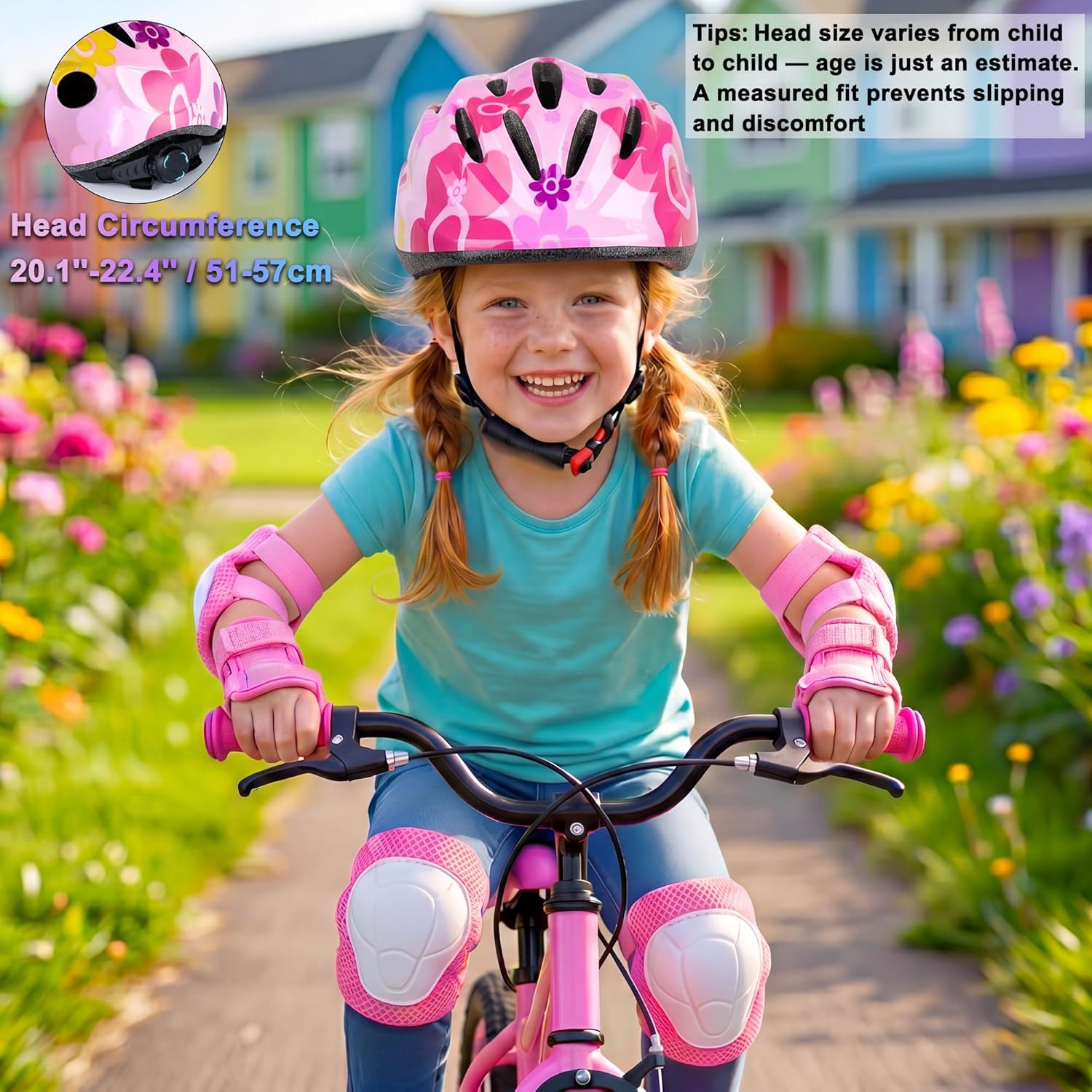 Lamsion Kids Helmet Adjustable with Sports Protective Gear Set Knee Elbow Wrist Pads for Toddler Ages 3 to 8 Years Old Boys Girls Cycling Skating Scooter Helmet - Image 2