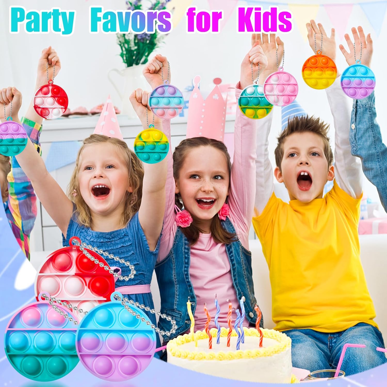 TOANWOD 24PCS Pop Fidget Toys Party Favors for Kids: Goodie Bags Stuffers Stocking Stuffers - Bulk Pop Keychain Carnival Treasure Prizes - Mini Toys Treasure Box for Kids Classroom - Image 6