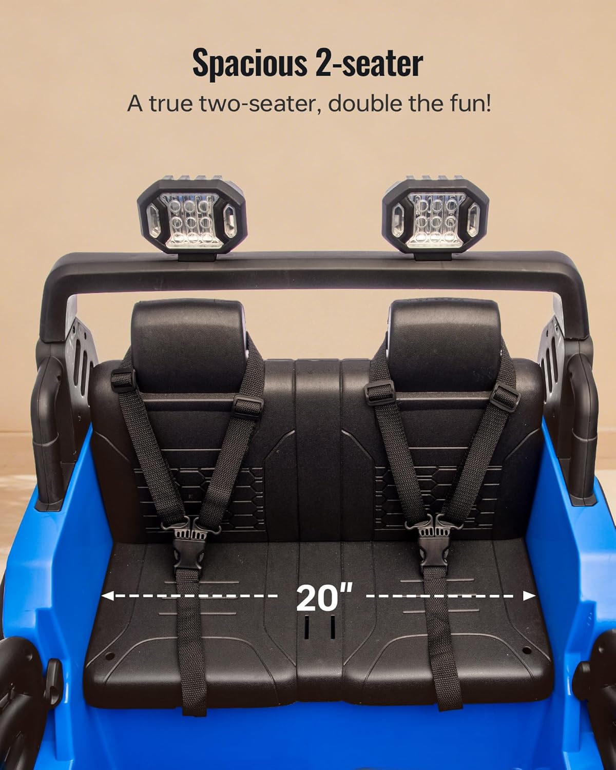Outfunny 2 Seater Ride on Car Toy, 24V 4WD Electric Car for Kids 4-8 with Remote Control, 4x200W Motors, Capacity 150 lb - Blue - Image 7