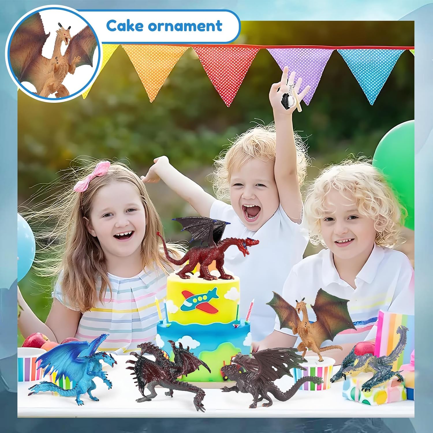 EOIVSH 6pcs Dragon Toys for Kids, 5 inch Ancient Flying Dragon Figurines, Mythical Toy Figures & Playset Gift for 3 4 5 6 7 Boys Girls, Cake Topper & Party Favors - Image 4