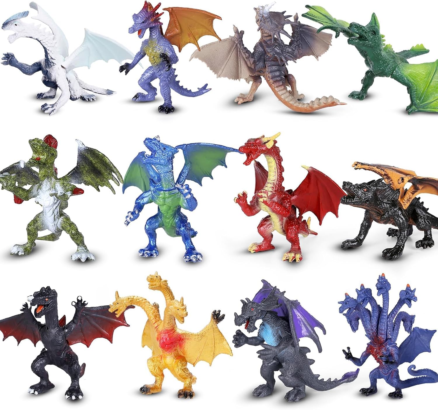 KarberDark 12 Pcs Dragon Toy Set with Gift Box, 4 Inch Realistic Mini Dragon Figures for Kids 3-5, 5-7, Party Favors, Birthday Decorations, Cake Toppers, Collectible Figurines for Boys Girls - Image 2