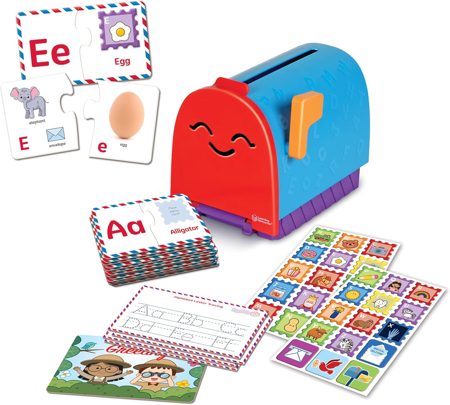 Learning Resources Alphabet Learning Mailbox - Montessori Toddler Toys, ABC Letter Tracing, Writing Practice, Manipulatives for Preschoolers, Gifts for Boys and Girls, Pretend Play, Fine Motor