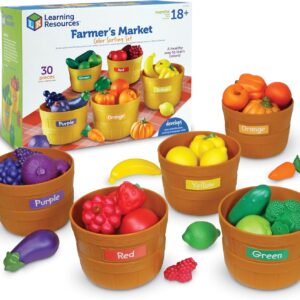 Learning Resources Farmer’s Market Color Sorting Set – Play Food for Kids, Toddler Stacking Toys, Grocery and Kitchen Play Toys , Montessori, Fine Motor Skills , Gifts for Boys And Girls